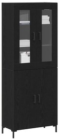 vidaXL Highboard Επιτοίχιο 2 pcs Μαύρη δρυς 69.5 x 34 x 180 εκ.