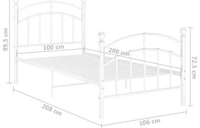 vidaXL Πλαίσιο Κρεβατιού Λευκό 100 x 200 εκ. Μεταλλικό