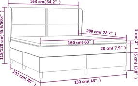 vidaXL Κρεβάτι Boxspring με Στρώμα Μαύρο 160x200 εκ. Υφασμάτινο