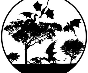 Intra απο ξύλο plywood 3mm-4mm πάχος - Dragons and Trees  Laser Cut Δίασταση 15x15 cm INTRAFABR-36453643