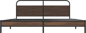 vidaXL Σκελετός Κρεβ. Χωρίς Στρώμα Καφέ Δρυς 193x203 εκ. Μεταλλικό
