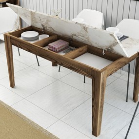 Τραπέζι Τραπεζαρίας Καρυδί / Λευκό GAGRA 145x88x75