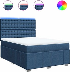 vidaXL Κρεβάτι Boxspring με Στρώμα Μπλε 140x190 εκ. Υφασμάτινο