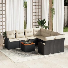 vidaXL Σετ Καναπέ Κήπου 9 pcs Μαύρος, λευκός