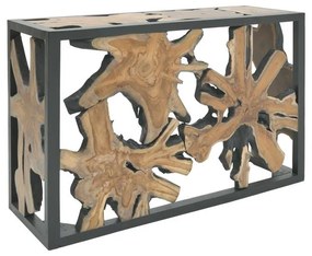 Κονσόλα Donis Inart φυσικό-μαύρο μασίφ ξύλο teak 120x40x75εκ 120x40x75 εκ.