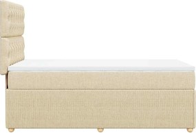 vidaXL Κρεβάτι Boxspring με Στρώμα Κρεμ 90x200 εκ.Υφασμάτινο