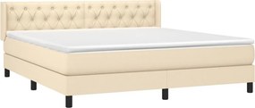 vidaXL Κρεβάτι Boxspring με Στρώμα Κρεμ 160x200 εκ. Υφασμάτινο