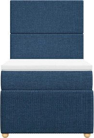 vidaXL Κρεβάτι Boxspring με Στρώμα Μπλε 100 x 200 εκ. Υφασμάτινο
