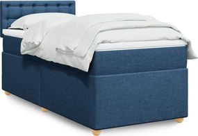 vidaXL Κρεβάτι Boxspring με Στρώμα Μπλε 90x200 εκ.Υφασμάτινο