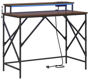 vidaXL Γραφείο με ράφι Καφέ δρυς 100 x 50 x 86.5 εκ Επεξεργασμένο ξύλο