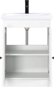 vidaXL Σετ Επίπλων Μπάνιου Λευκό 56 x 37,5 x 81 εκ Επεξεργασμένο Ξύλο