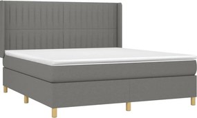 vidaXL Κρεβάτι Boxspring με Στρώμα Σκούρο Γκρι 180x200 εκ Υφασμάτιν