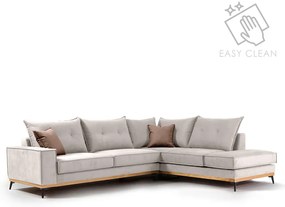 Γωνιακός καναπές αριστερή γωνία Luxury II pakoworld ύφασμα cream-mocha 290x235x95εκ