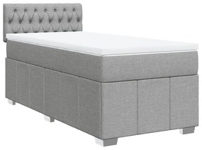 vidaXL Κρεβάτι Boxspring με Στρώμα Ανοιχτό Γκρι 90x200 εκ. Υφασμάτινο