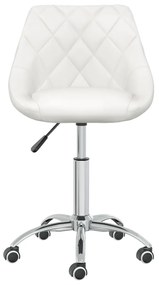 vidaXL Καρέκλα Τραπεζαρίας Περιστρεφόμενη Λευκή από Συνθετικό Δέρμα