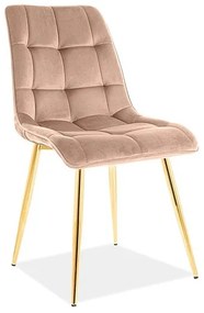 80-1666 Επενδυμένη καρέκλα ύφασμιμι Chic 50x43x88 χρυσός/μπεζ βελούδο DIOMMI CHICVZLBE, 1 Τεμάχιο