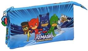 Τριπλή Κασετίνα PJ Masks Μπλε 22 x 12 x 3 cm