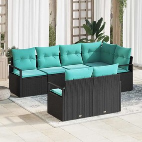 vidaXL Σετ Καναπέ 7 pcs Μαύρο συνθετικό ρατάν