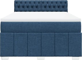 vidaXL Κρεβάτι Boxspring με Στρώμα Μπλε 160x200 εκ. Υφασμάτινο