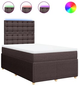 vidaXL Κρεβάτι Boxspring με Στρώμα Σκούρο Καφέ 120x200 εκ. Υφασμάτινο