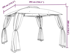 Κιόσκι με Διπλούς Τοίχους/Δίχτυ Taupe 2,93x2,93 μ. από Ατσάλι - Μπεζ-Γκρι