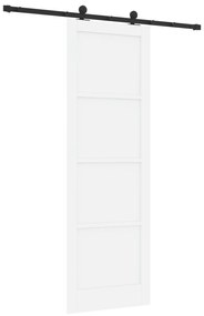 vidaXL Συρόμενη Πόρτα με Σετ Εξαρτημάτων Λευκή 78x232 εκ. Συμπαγές Ξύλο Πεύκου