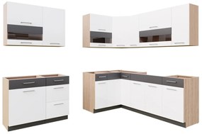 Σετ κουζίνας Mode 132, 225cm, Γωνιακό, Ινοσανίδες μέσης πυκνότητας, Πλαστικοποιημένη μοριοσανίδα