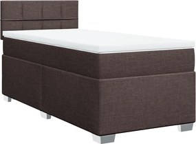 vidaXL Κρεβάτι Boxspring με Στρώμα Σκούρο Καφέ 80x200 εκ. Υφασμάτινο
