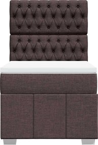 vidaXL Κρεβάτι Boxspring με Στρώμα Σκούρο Καφέ 90x200 εκ. Υφασμάτινο