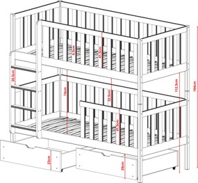 MICHALINA 80x180 graphite bunk bed Lano Furniture