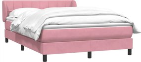 vidaXL Κρεβάτι Boxspring με Στρώμα Ροζ 140x210 εκ. Βελούδινο