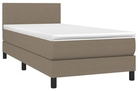 Κρεβάτι Boxspring με Στρώμα &amp; LED Taupe 90x190 εκ. Υφασμάτινο - Μπεζ-Γκρι