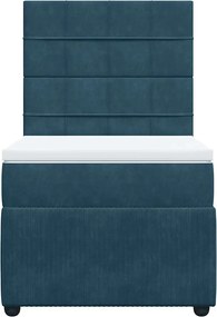 vidaXL Κρεβάτι Boxspring με Στρώμα Μπλε 90x200 εκ. Βελούδινο