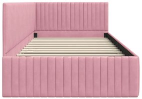 vidaXL Κρεβάτι Γωνίας με κεφαλάρι Ροζ 100 x 200 cm Βελούδο