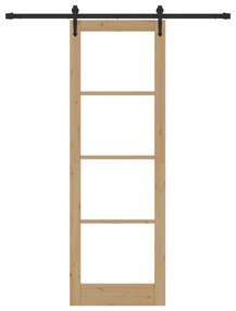 vidaXL Συρόμενη Πόρτα με Σετ Εξαρτημάτων 78x232 cm Μασίφ Ξύλο Πεύκου