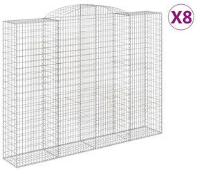 vidaXL Συρματοκιβώτια Τοξωτά 8 τεμ. 300x50x220/240 εκ. Γαλβαν. Σίδερο