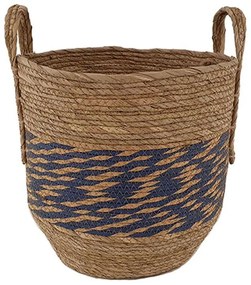 Καλάθι 00.06.67087 38x41cm Brown-Blue Ψάθα