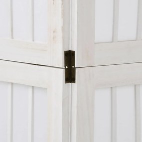 vidaXL Διαχωριστικό Χώρου με 4 Πάνελ Λευκό από Μασίφ Ξύλο Παυλώνιας