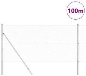 vidaXL Φράχτης με Στήλες. Ασημί 1 x 100 m Ατσάλι με επικάλυψη PVC