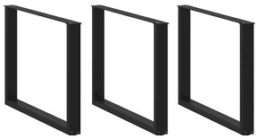 Πόδια Τραπεζαρίας σε Σχήμα U 3 τεμ. Μαύρο 100x(72-73) εκ. Ατσάλι