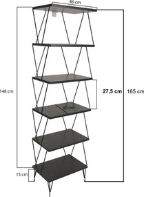 Βιβλιοθήκη Balaban 48x31x165εκ - Ανθρακί