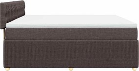 vidaXL Κρεβάτι Boxspring με Στρώμα Σκούρο Καφέ 200x200 εκ. Υφασμάτινο