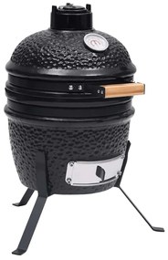 vidaXL Ψησταριά Καπνιστήριο Kamado 2 σε 1 Μαύρη 56 εκ. Κεραμική