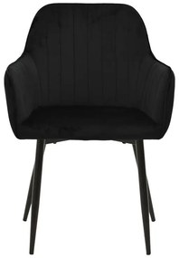 Καρέκλα - Πολυθρόνα Noor σε Μαύρο Βελούδο με Μαύρο Μεταλλικό Πόδι 58x58x86εκ. 2αδα 58x58x86 εκ.
