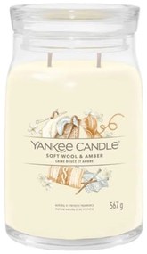 Αρωματικό Κερί Soft Wool &amp; Amber Large 1721061E 9,3x15,7cm Cream Yankee Candle Κερί,Γυαλί