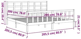 Πλαίσιο Κρεβατιού με Κεφαλάρι Μαύρο 200x200 εκ. Μασίφ Ξύλο - Μαύρο