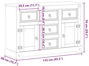 Ντουλάπι Corona 115 x 40 x 76 εκ. από Μασίφ Ξύλο Πεύκου