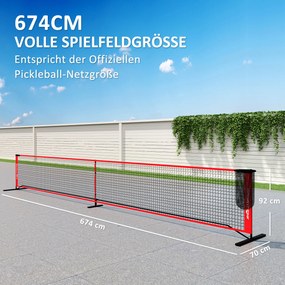 Σετ Pickleball με δίχτυ, βάση, μπάλες, ατσάλι, πλαστικό, κόκκινο