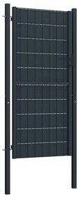 vidaXL Πόρτα Περίφραξης από PVC και Ατσάλι Ανθρακί 100x124 εκ.