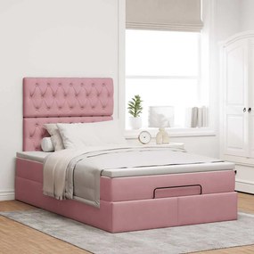 VidaXL Οθωμανικό κρεβάτι με στρώματα ροζ 120x190cm Velvet